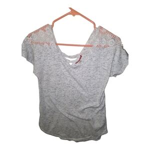 UNIONBAY Heather Gray Women's Tee with Lace Detail